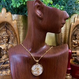 Resin Flower Necklace, Gold Plated Jewelry, Goddess Jewelry